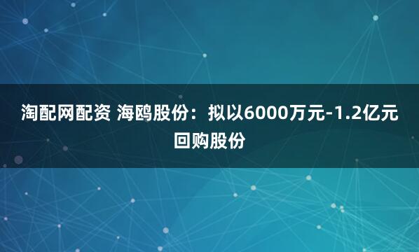 淘配网配资 海鸥股份：拟以6000万元-1.2亿元回购股份