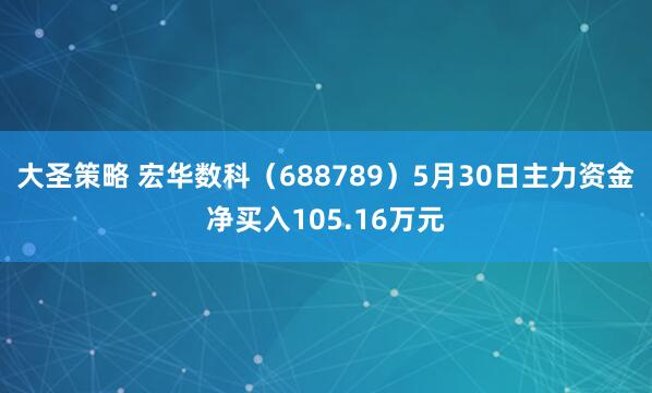 大圣策略 宏华数科（688789）5月30日主力资金净买入105.16万元