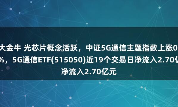 大金牛 光芯片概念活跃，中证5G通信主题指数上涨0.20%，5G通信ETF(515050)近19个交易日净流入2.70亿元